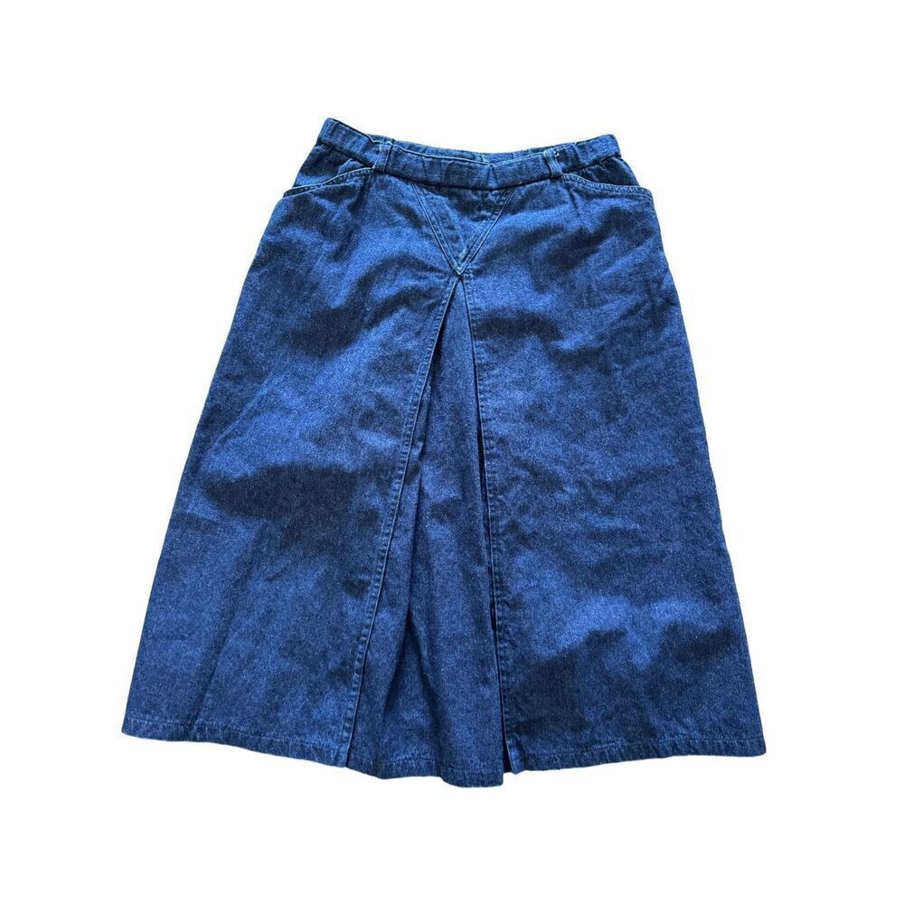 Roberto Orsini Vintage 90s blue jean denim midi skirt widows peak 100% cotton si